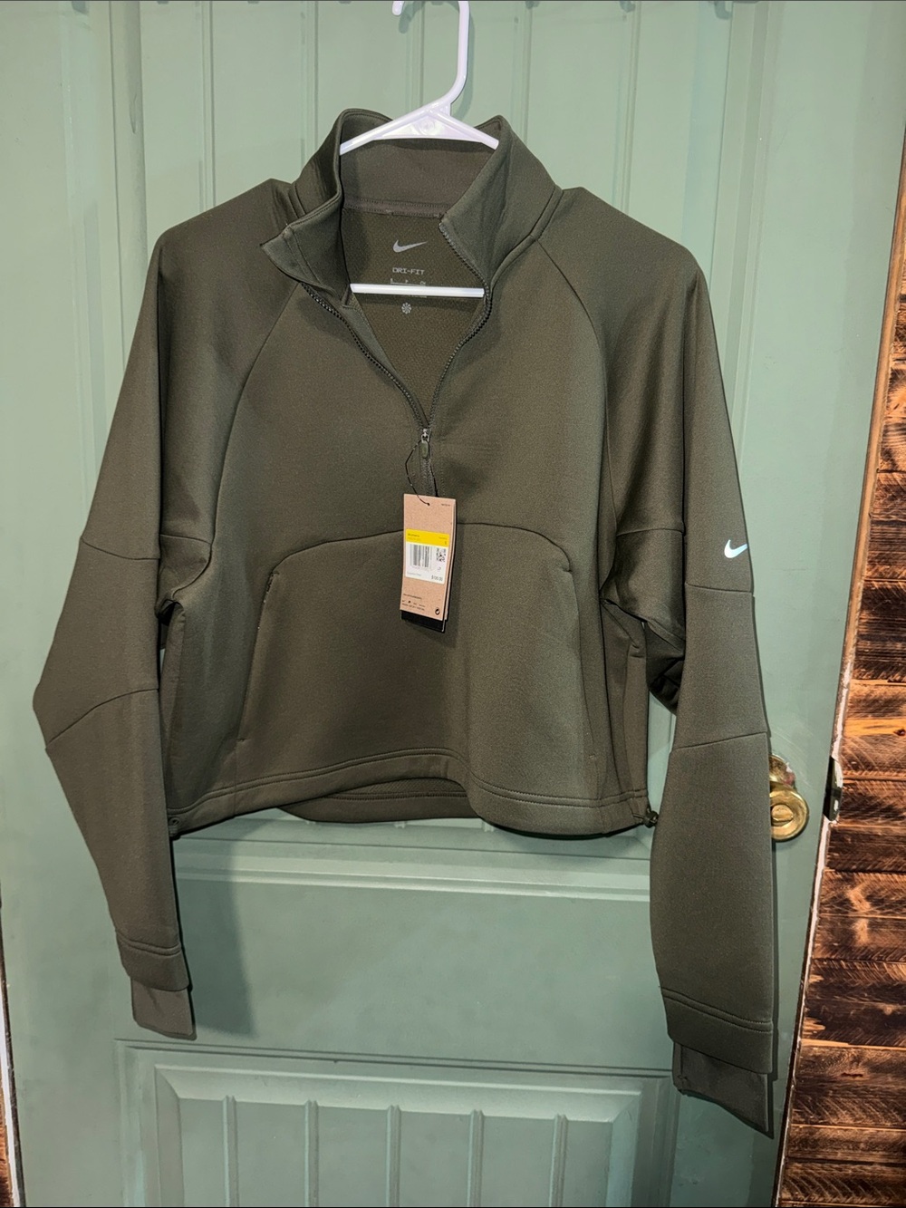 Nike Women's Olive Green Half-Zip Bomber Pullover Jacket